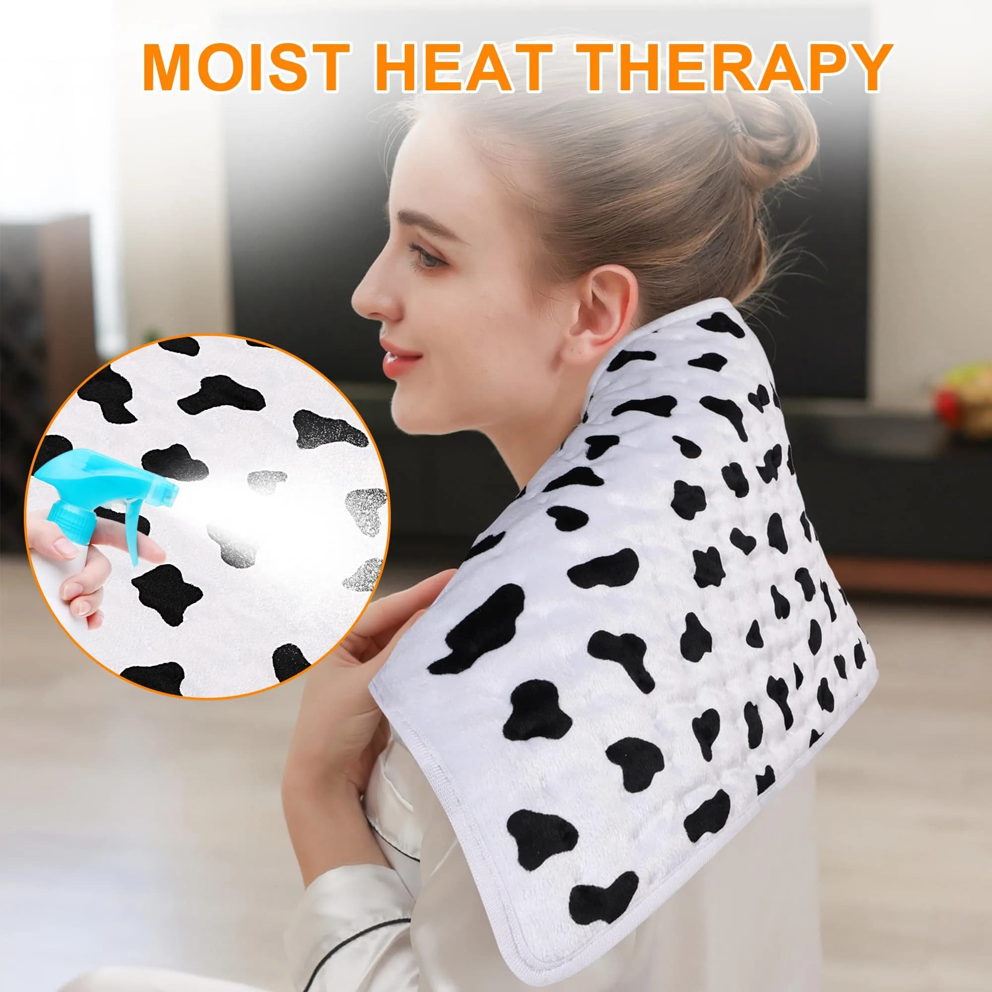 Deepsoon White Black Electric Heating Pad 24x12 Inch | Fast Heat & Auto Shut-Off - view 4