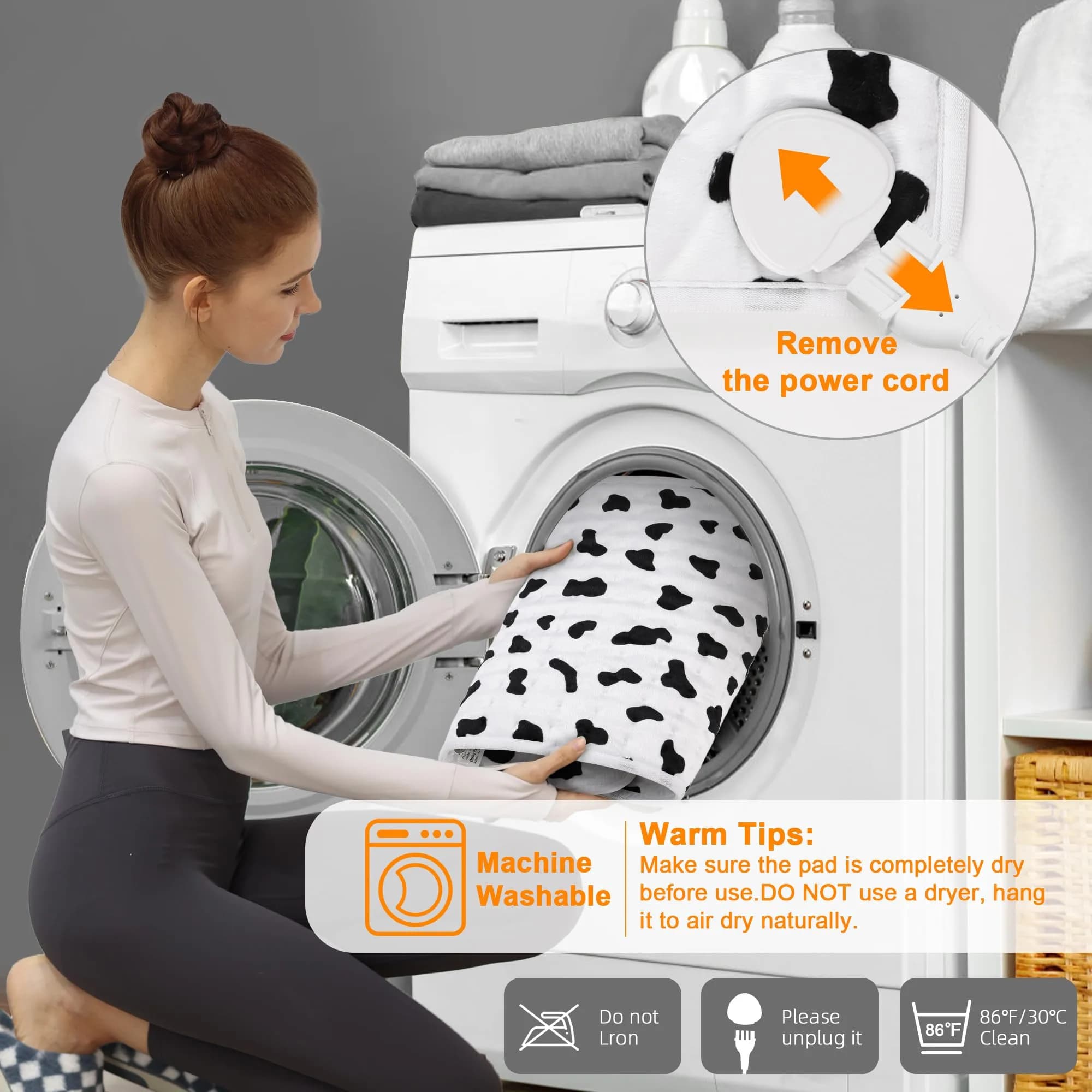 Deepsoon White Black Electric Heating Pad 24x12 Inch | Fast Heat & Auto Shut-Off - view 8