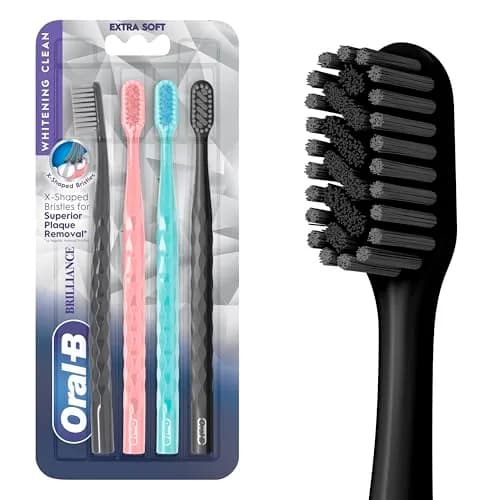 Oral-B 3D White Brilliance Toothbrushes Extra Soft Pack of 8 | Tough on Plaque, Gentle on Gums, Whitening thumbnail 1