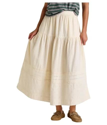 Toad&Co Women's Airscape Midi Skirt Salt Dobby Large | Breathable Organic Cotton thumbnail 1
