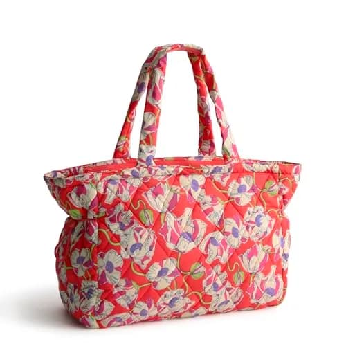 Vera Bradley Featherweight Knollton Travel Tote Bag Swirling Poppies | Lightweight, Spacious, Perfect for Travel thumbnail 2