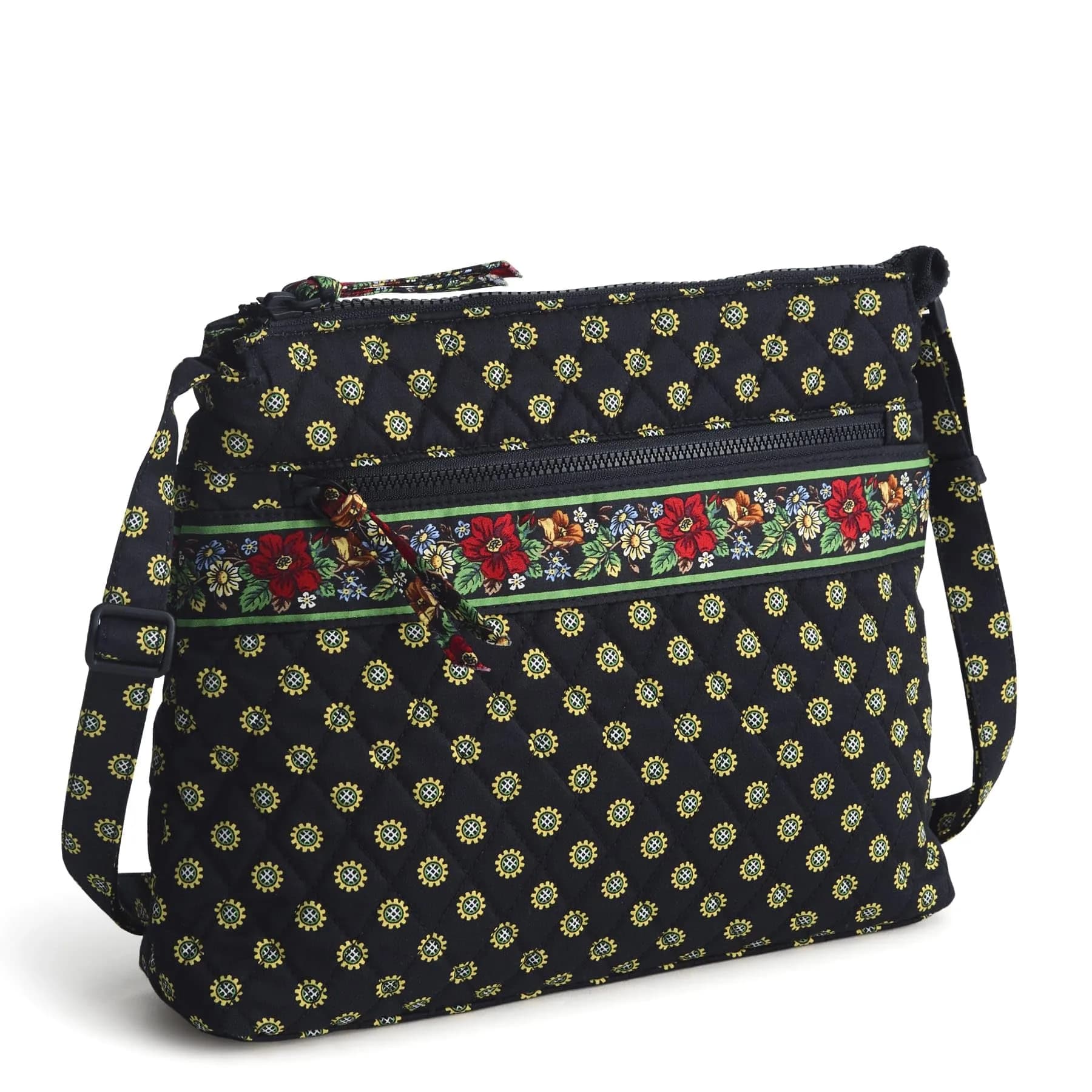 Vera Bradley Women's Premium Cotton Original Zip Hipster Crossbody, Vibrant Black | Stylish & Durable
