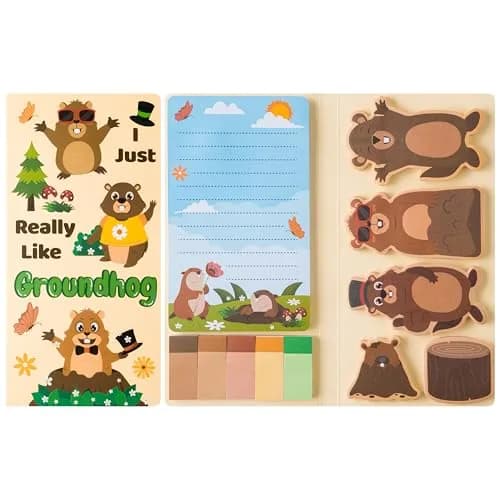 Xqumoi Groundhog Sticky Notes Set | Cute Animal Self-Stick Note Pads Bundle for Back to School - main product image