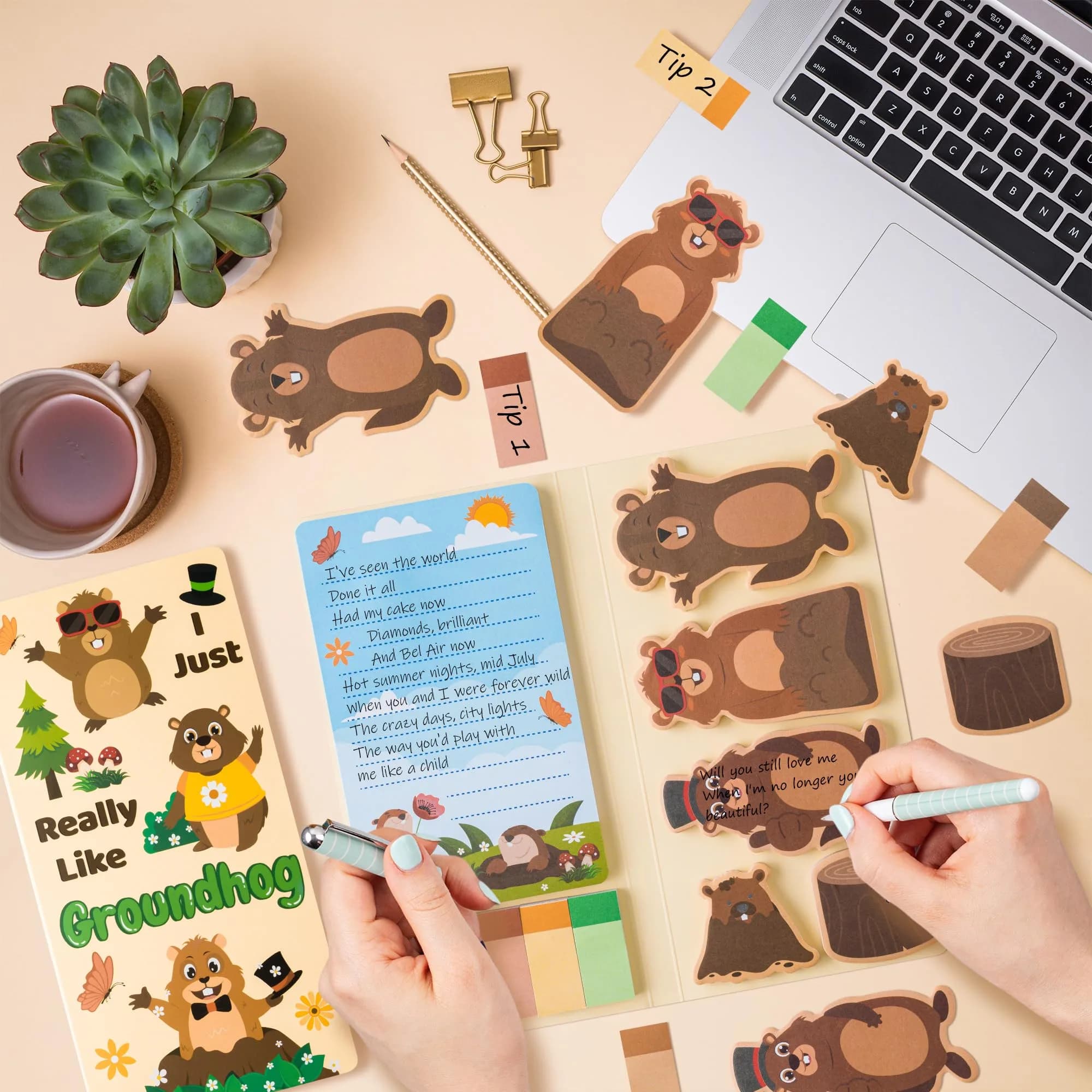 Xqumoi Groundhog Sticky Notes Set | Cute Animal Self-Stick Note Pads Bundle for Back to School - view 4