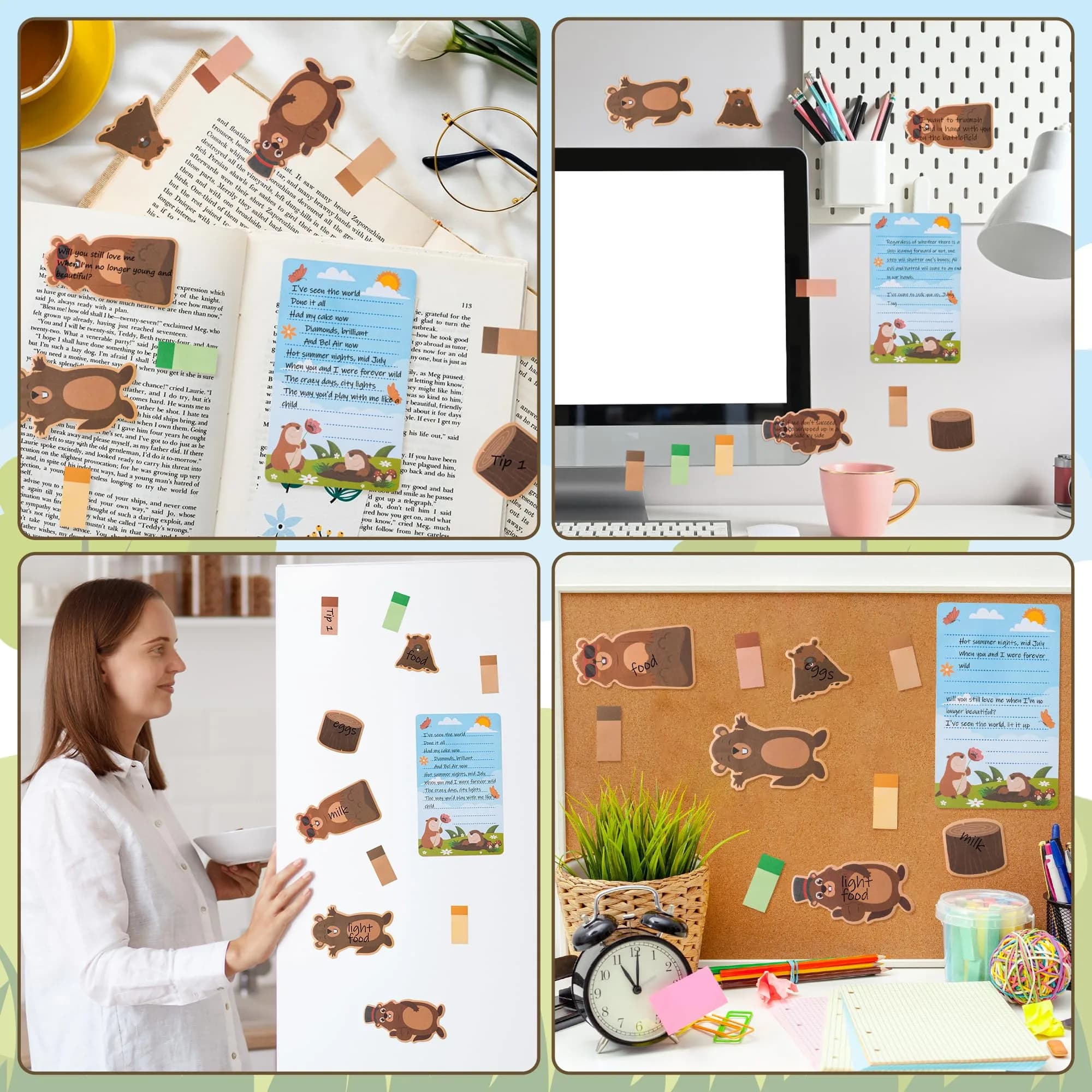 Xqumoi Groundhog Sticky Notes Set | Cute Animal Self-Stick Note Pads Bundle for Back to School - view 6