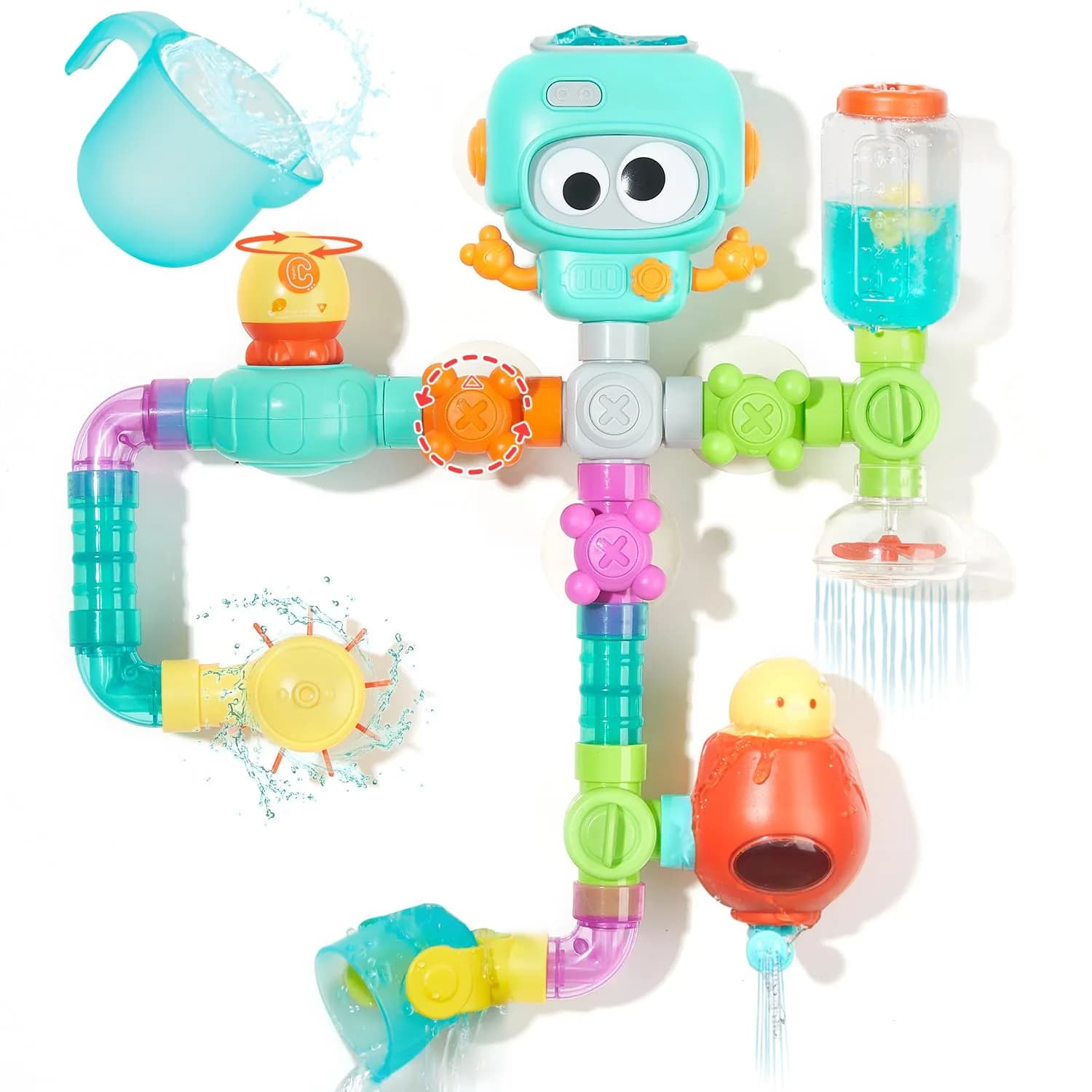 EazierWizter STEM Bath Toys for Kids 3-8 | DIY Water Pipe Kit with Suction Cups - main product image