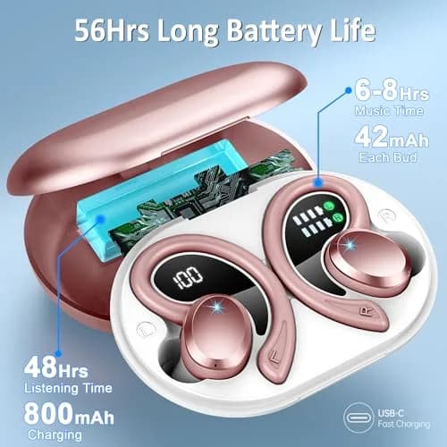 Rulefiss Wireless Earbuds Sport, Bluetooth 5.4 Headphones with Earhook, 56Hrs Playtime, IPX7 Waterproof | Hi-Fi Stereo Sound thumbnail 4