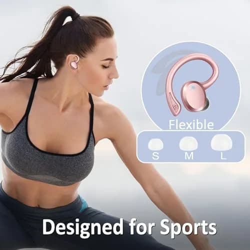 Rulefiss Wireless Earbuds Sport, Bluetooth 5.4 Headphones with Earhook, 56Hrs Playtime, IPX7 Waterproof | Hi-Fi Stereo Sound thumbnail 5