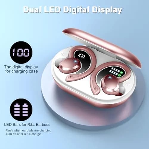 Rulefiss Wireless Earbuds Sport, Bluetooth 5.4 Headphones with Earhook, 56Hrs Playtime, IPX7 Waterproof | Hi-Fi Stereo Sound thumbnail 7