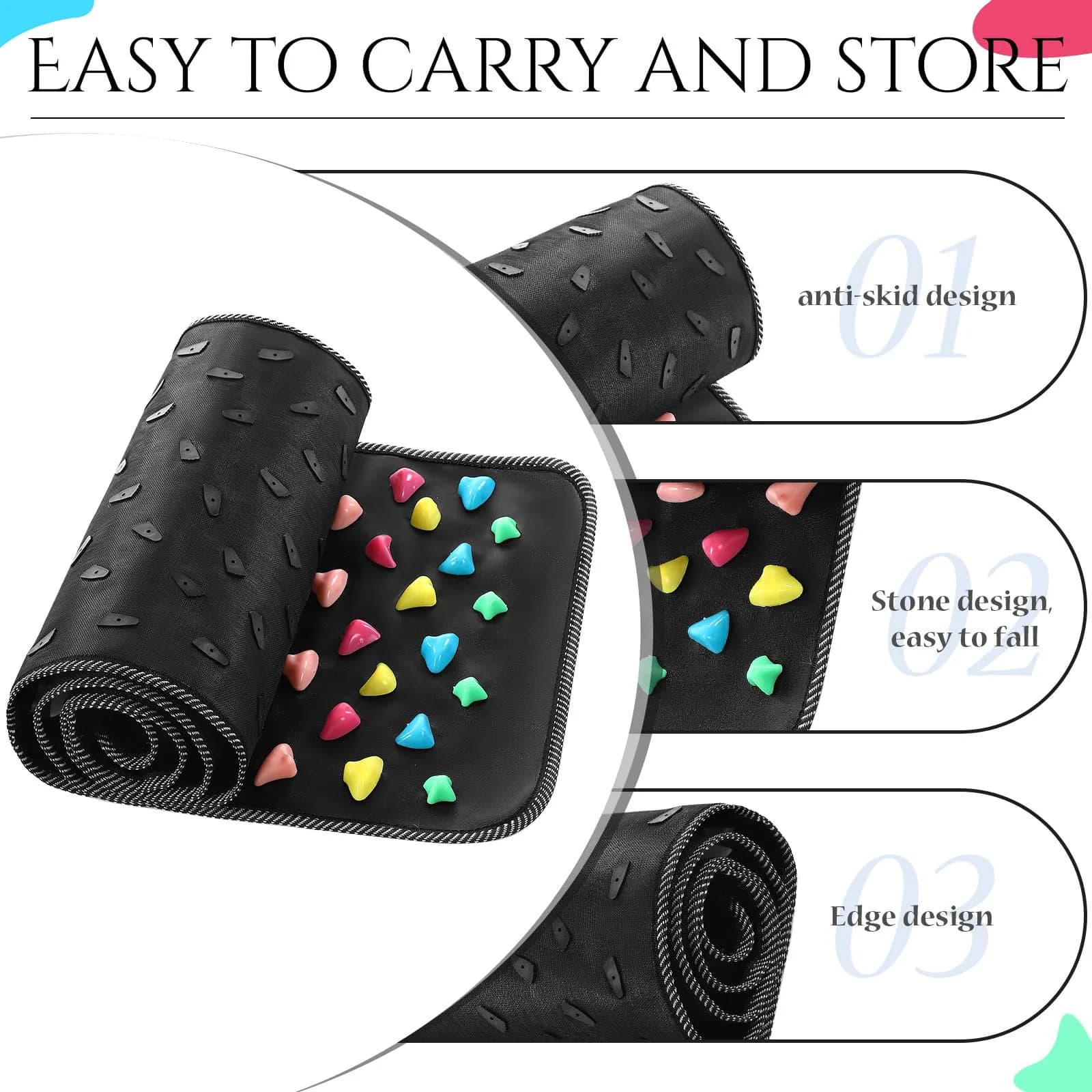 BBTO Foot Massage Mat Reflexology Walk Stone Road 140 cm (55.12 Inches) | Acupressure Foot Massage Mat for Office Workers - view 5
