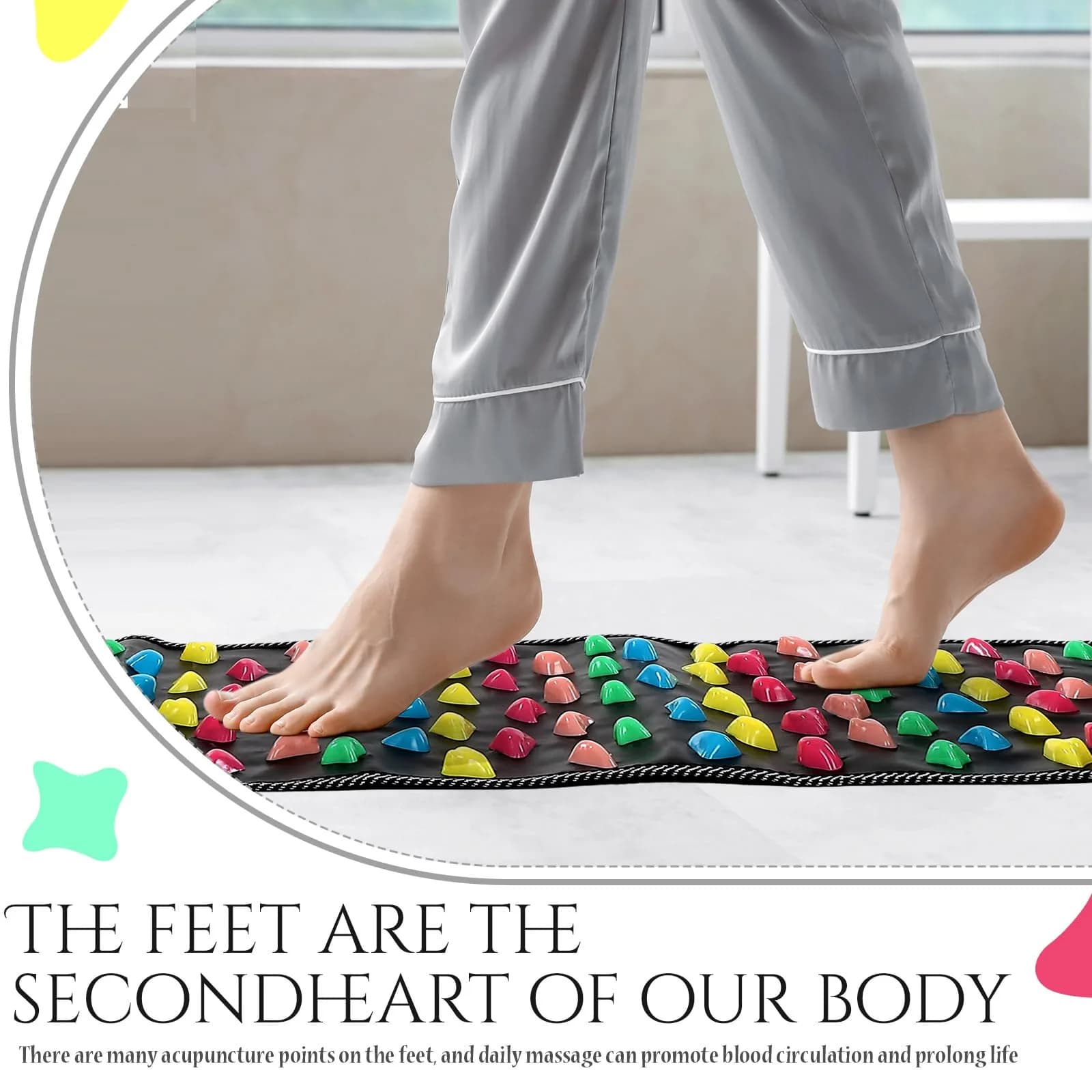 BBTO Foot Massage Mat Reflexology Walk Stone Road 140 cm (55.12 Inches) | Acupressure Foot Massage Mat for Office Workers - view 6