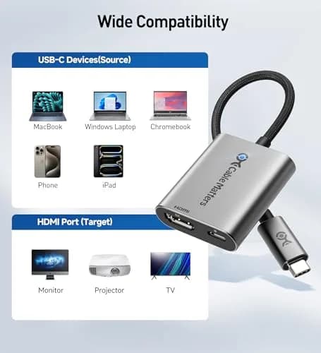 Cable Matters USB C to HDMI 2.1 Adapter with 140W Charging | 8K@60Hz, 4K@240Hz, Mac & Windows Compatible thumbnail 7