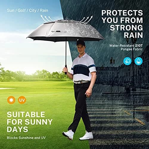 Gonex 80 Inch Golf Umbrella, Manual Open, Windproof, UV Protection | Extra Large 6ft Diameter for Golf & Outdoors thumbnail 4