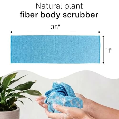 Yiclick Exfoliating Washcloth Towel Set - 3 Pack Aqua Blue Back Scrubber for Shower Bath | 86 cm (34.5 inches) thumbnail 5