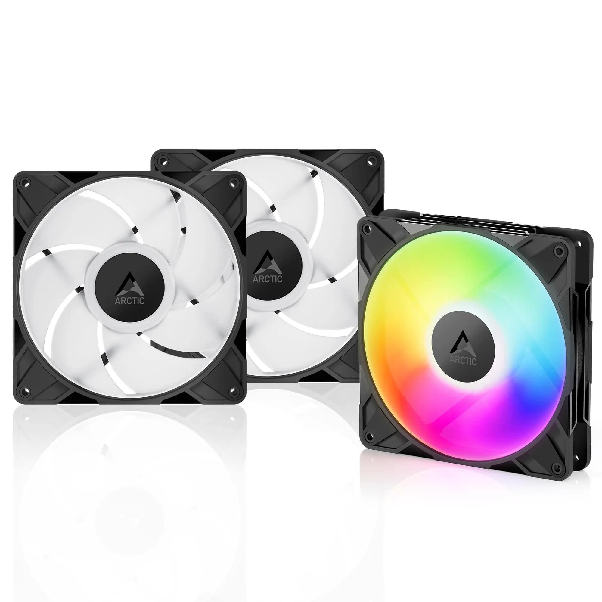 ARCTIC P14 Pro A-RGB 3 Pack | Powerful 140mm PWM Case Fans with Digital RGB, Fluid Dynamic Bearing, 400-2500 RPM, Black