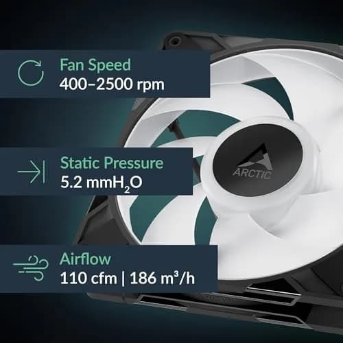 ARCTIC P14 Pro A-RGB 3 Pack | Powerful 140mm PWM Case Fans with Digital RGB, Fluid Dynamic Bearing, 400-2500 RPM, Black thumbnail 2