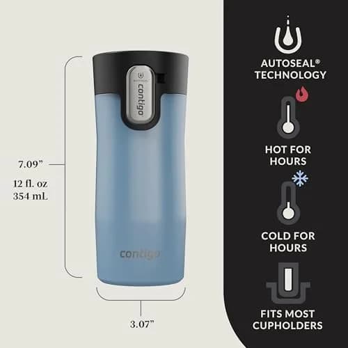 Contigo Autoseal West Loop 12oz Stainless Steel Travel Mug | Leak-Proof, Hot 8H/Cold 16H, Dishwasher Safe thumbnail 2
