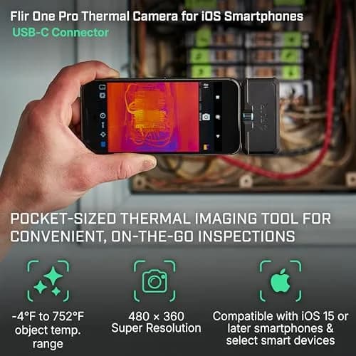 FLIR ONE Pro Thermal Imaging Camera for iPhone 15 & Newer (USB-C) | 480x360 Super Resolution, 160x120 Native IR, 70mK Sensitivity thumbnail 2