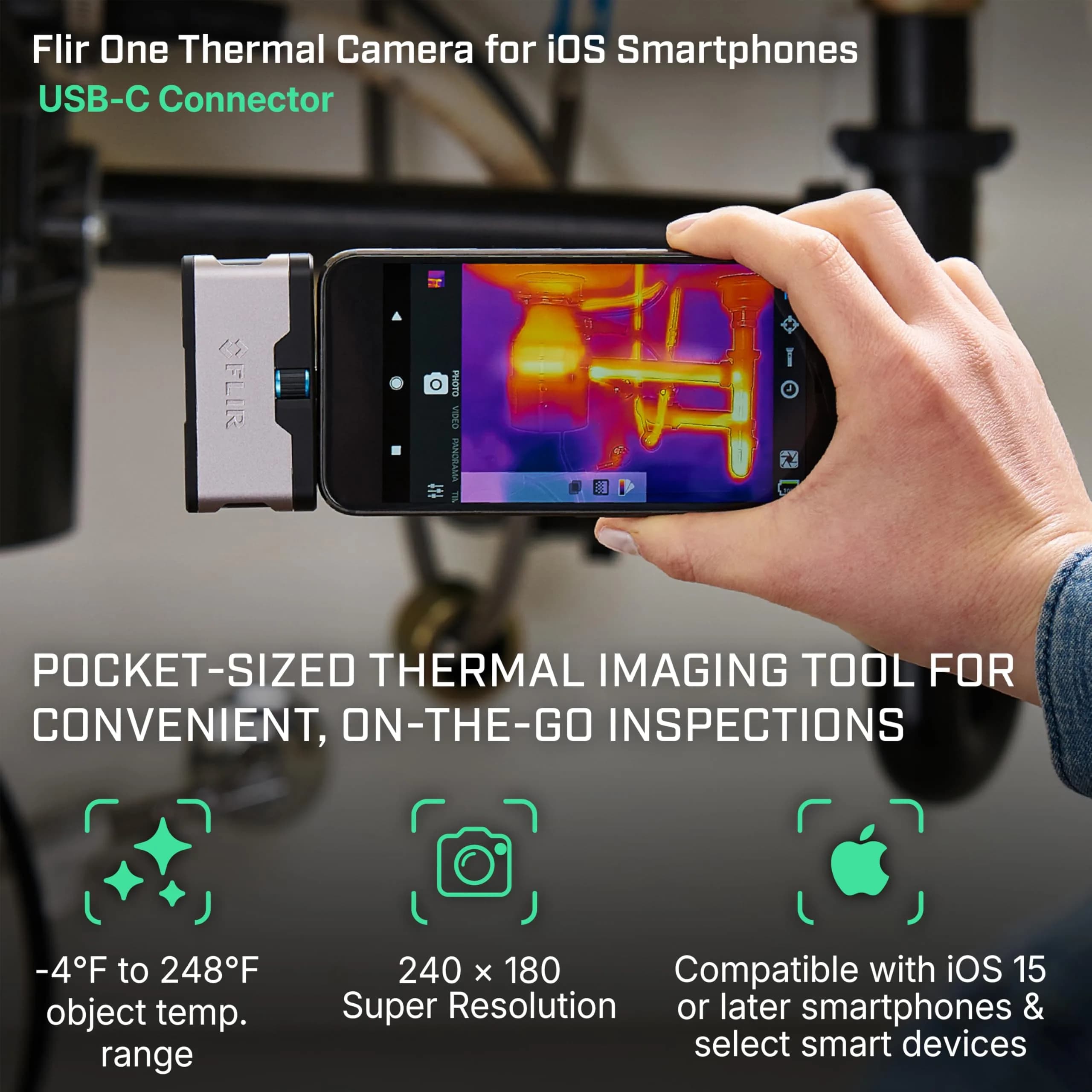 FLIR ONE Thermal Camera for iPhone USB-C Smartphones (iPhone 15 & Newer) - view 2
