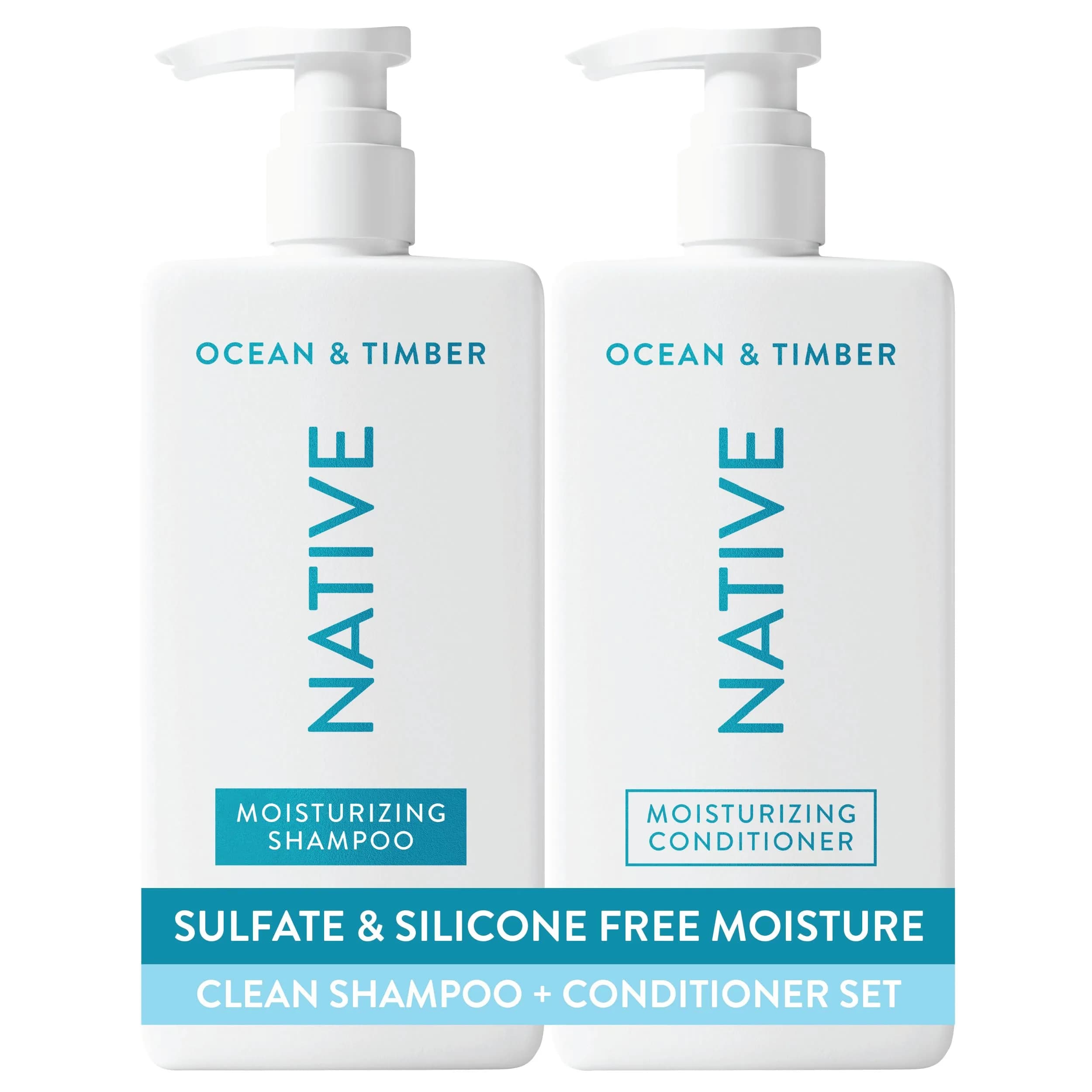 Native Ocean Timber Scent Shampoo and Conditioner Set for Dry Hair, 490ml Each | Hydrates and Nourishes - main product image