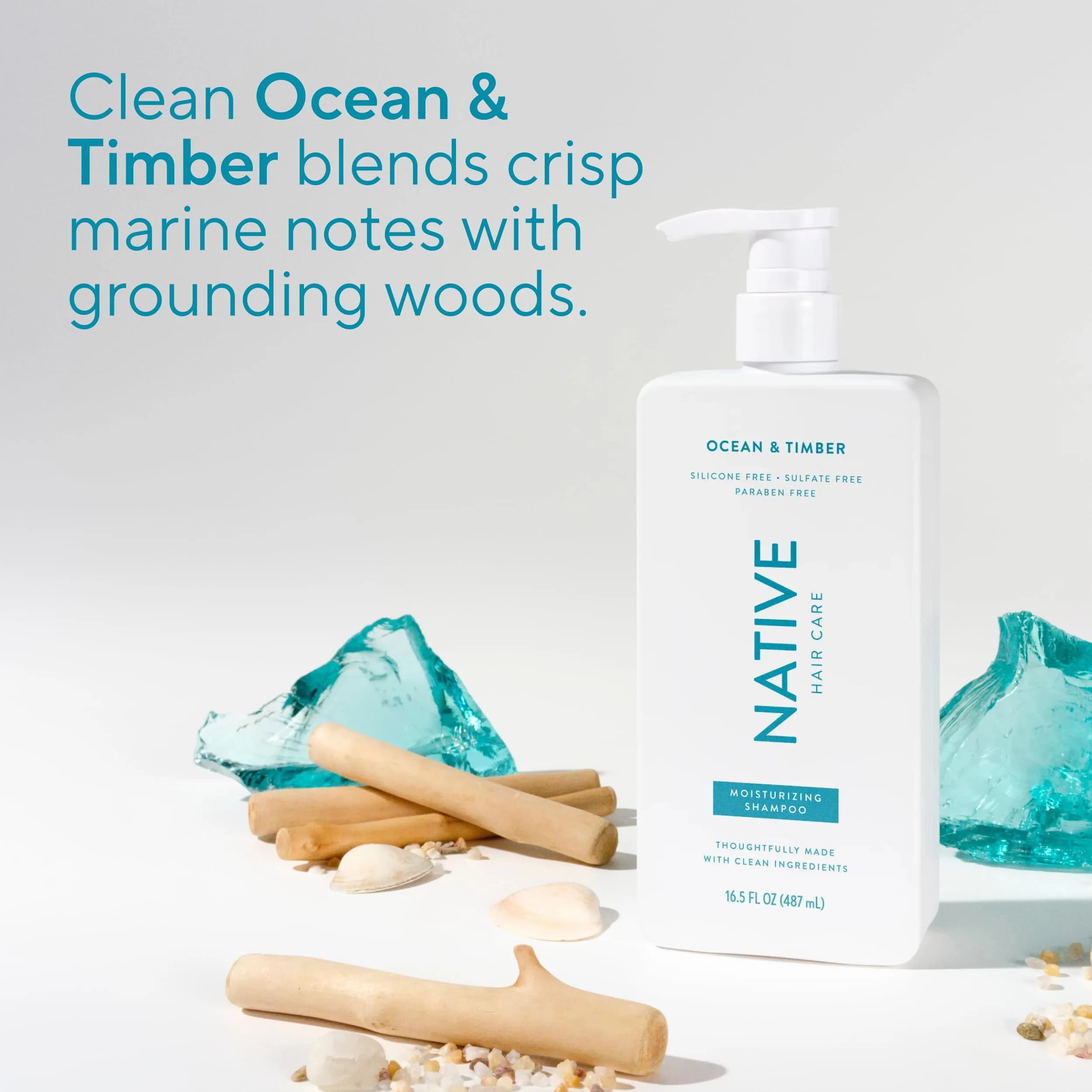 Native Ocean Timber Scent Shampoo and Conditioner Set for Dry Hair, 490ml Each | Hydrates and Nourishes - view 9