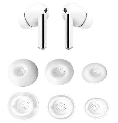 JNSA Replacement Ear Tips for Galaxy Buds 3 Pro, White | 3 Pairs (S/M/L) Silicone Eartips — White