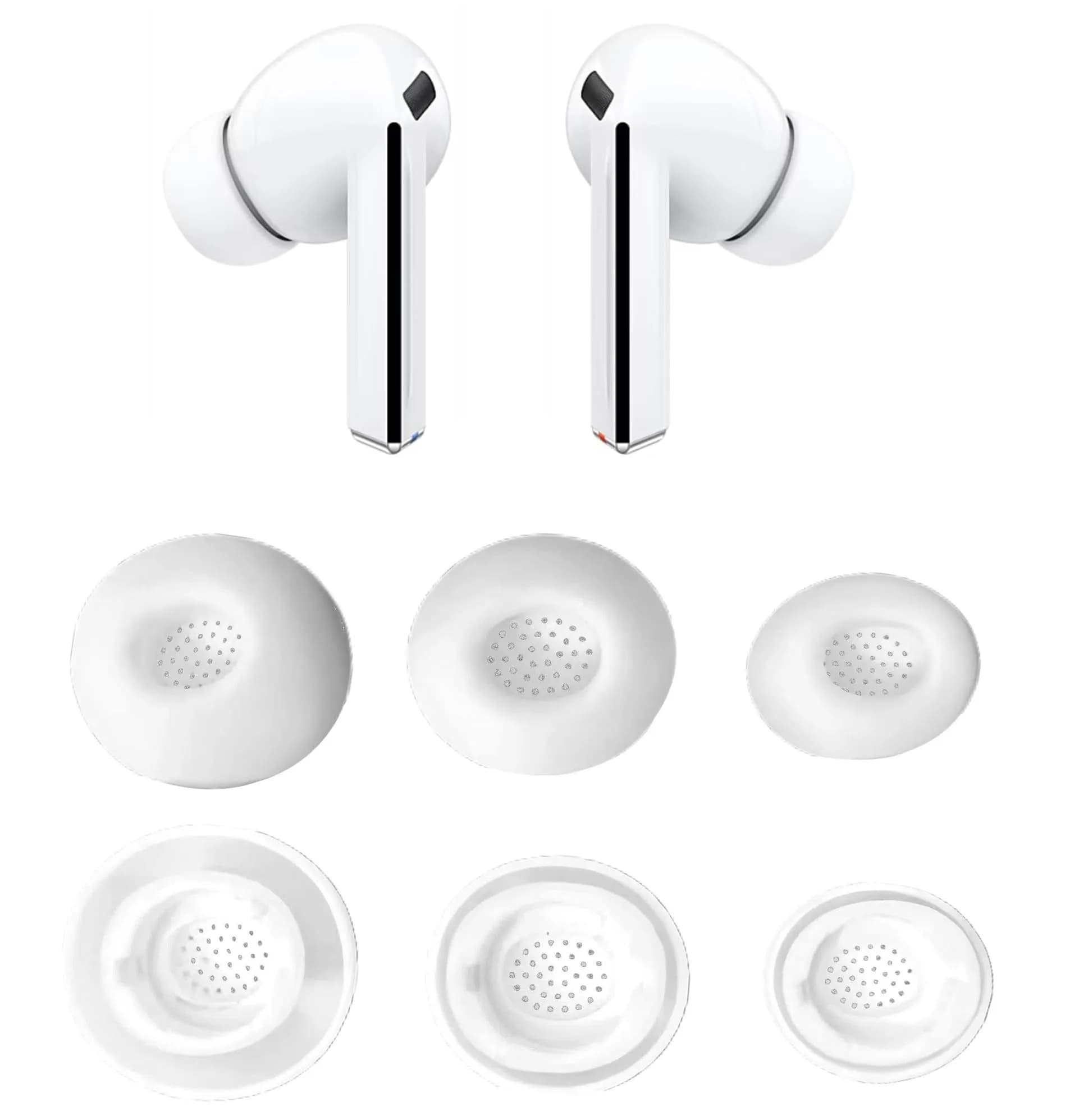 JNSA White Replacement Ear Tips for Galaxy Buds 3 Pro - Medium Size (3 Pairs) | Silicone Earbuds Upgrade — White