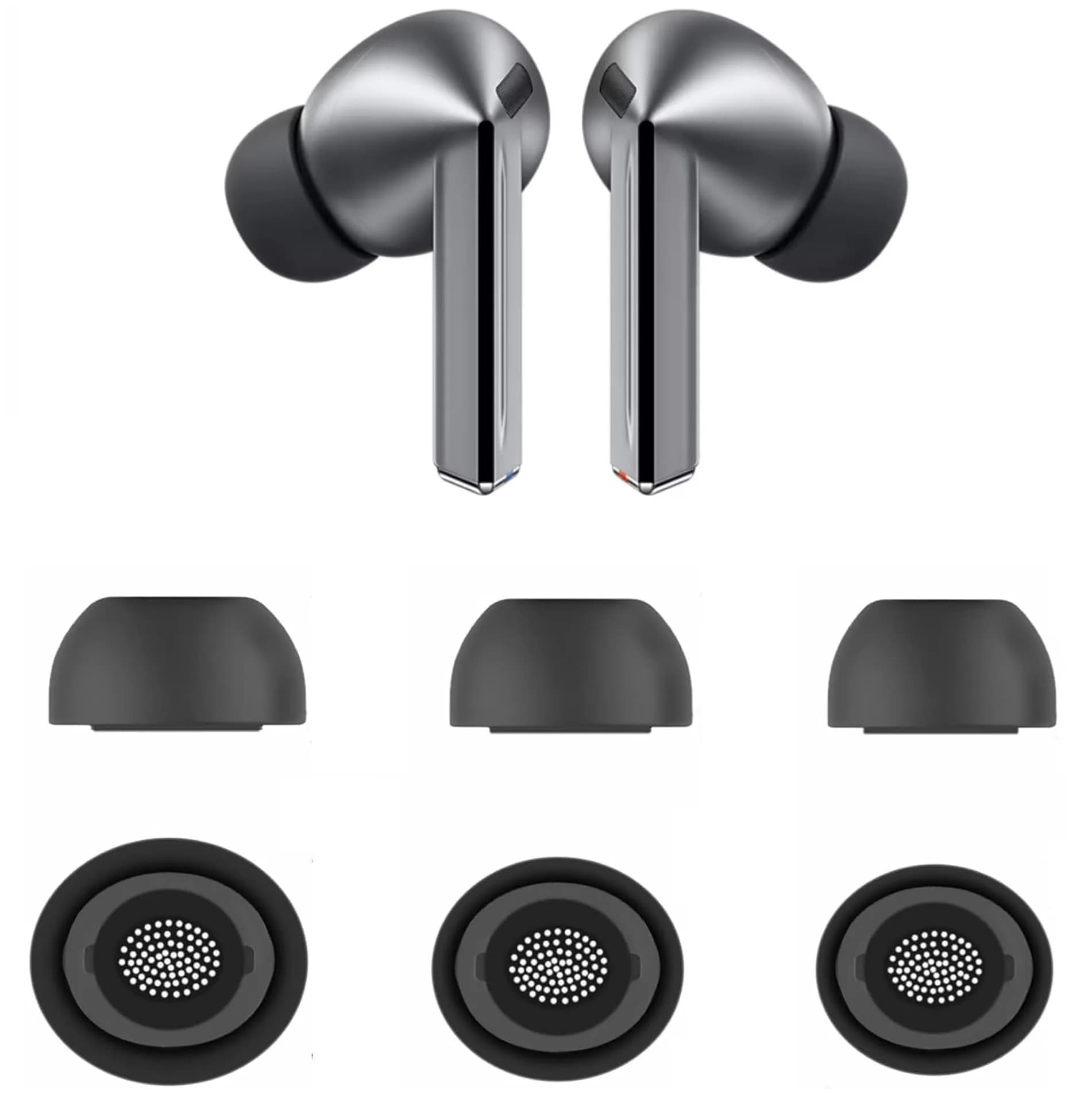JNSA Replacement Ear Tips for Galaxy Buds3 Pro - Black, 3 Pairs (S/M/L) | Upgrade Fit & Sound — Black
