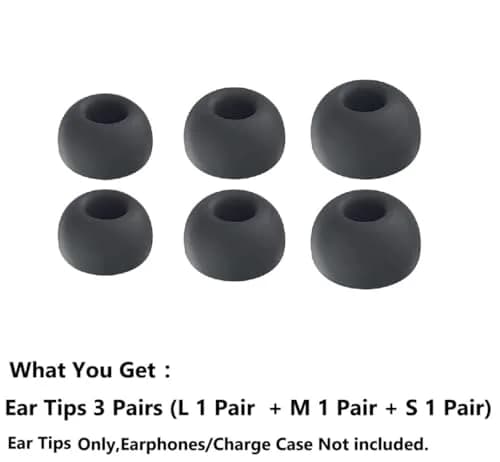 JNSA Replacement Ear Tips for Galaxy Buds3 Pro - Black, 3 Pairs (S/M/L) | Upgrade Fit & Sound thumbnail 6