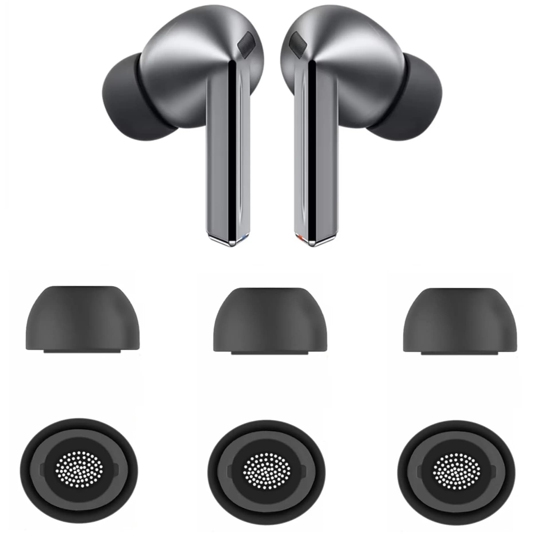 JNSA Replacement Ear Tips for Galaxy Buds3 Pro - Black, 3 Pairs (S/M/L) | Upgrade Fit & Sound — Black / Small