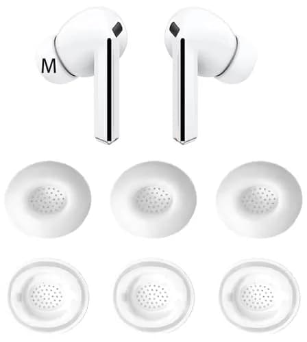 JNSA White Replacement Ear Tips for Galaxy Buds 3 Pro - Medium Size (3 Pairs) | Silicone Earbuds Upgrade thumbnail 1