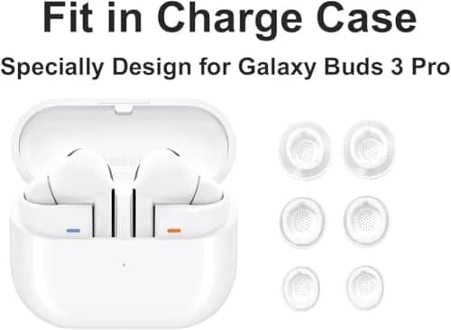 JNSA White Replacement Ear Tips for Galaxy Buds 3 Pro - Medium Size (3 Pairs) | Silicone Earbuds Upgrade thumbnail 2