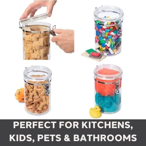 Oggi 4pc Clear Canister Set with Clamp Lids | Airtight Food Storage for Kitchen & Pantry (70-120 chars) thumbnail 4
