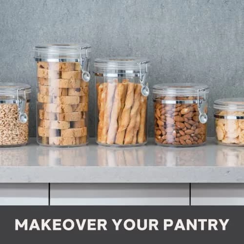 Oggi 4pc Clear Canister Set with Clamp Lids | Airtight Food Storage for Kitchen & Pantry (70-120 chars) thumbnail 3