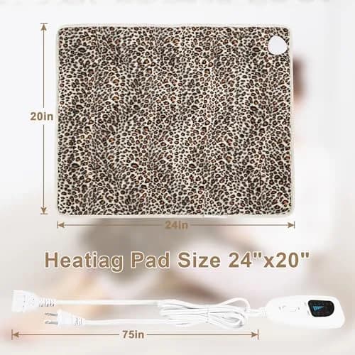 Deepsoon Leopard Print Heating Pad 51x61 cm (20x24 Inch) | Moist/Dry Heat with Auto Shut Off thumbnail 8