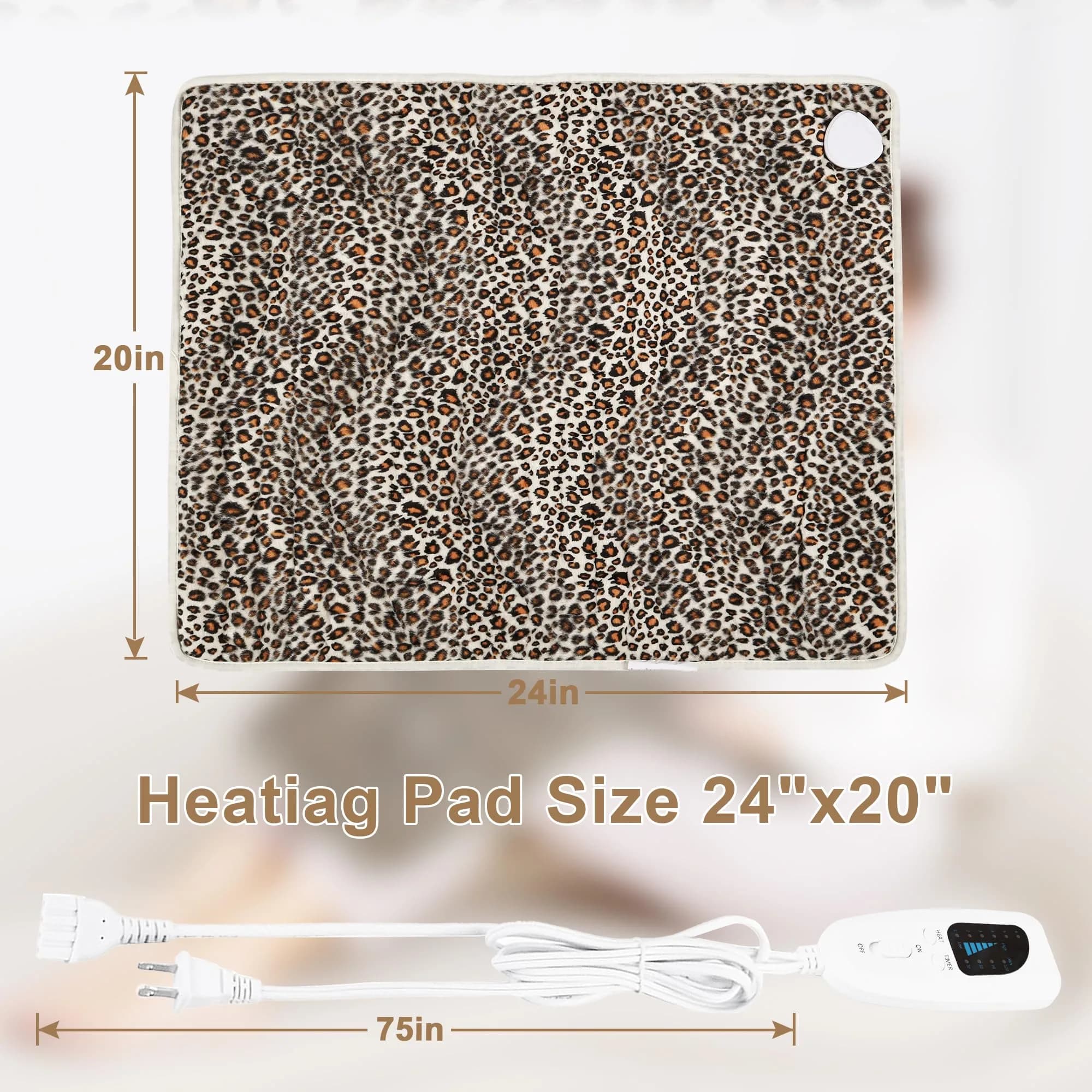 Deepsoon Leopard Print Heating Pad 24x20 Inch | Soft Flannel Electric Heat Therapy - view 8