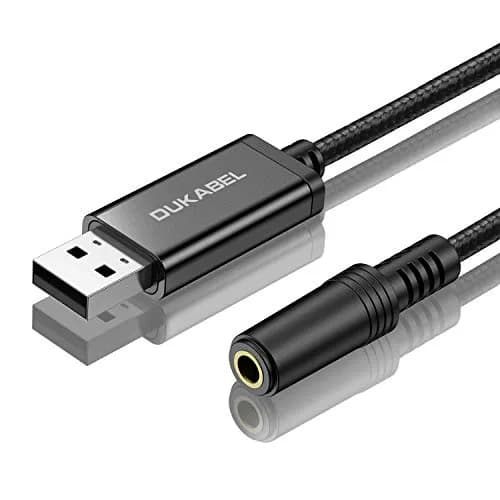 DUKABEL USB Headphone Adapter, External Sound Card for PC, PS4, PS5 | 94 inch / 240 cm | Dual Audio & Microphone thumbnail 1