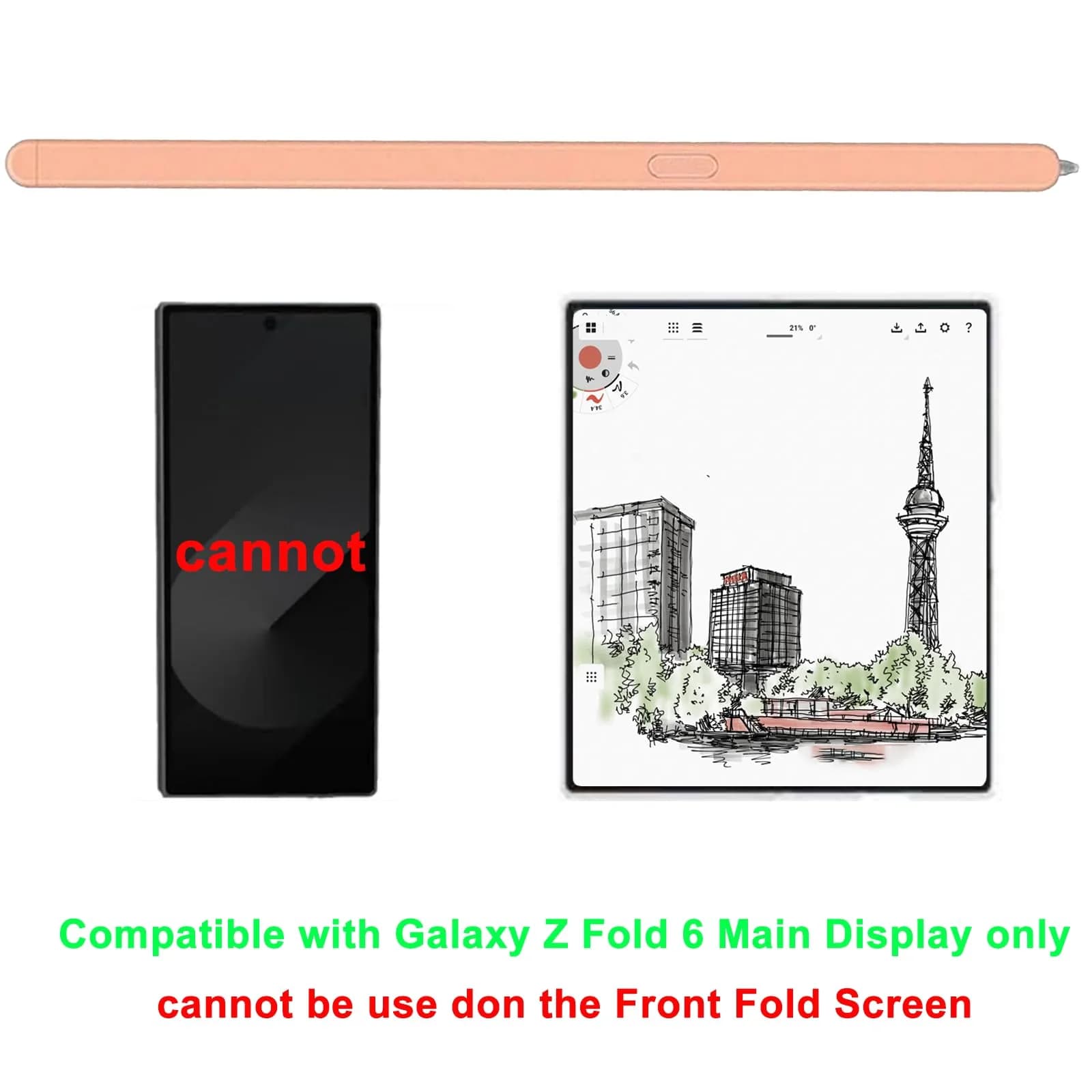Anglepingping Galaxy Z Fold 6 S Pen Fold Edition Stylus Pen for Samsung Galaxy Z Fold 6 (Orange) - view 4