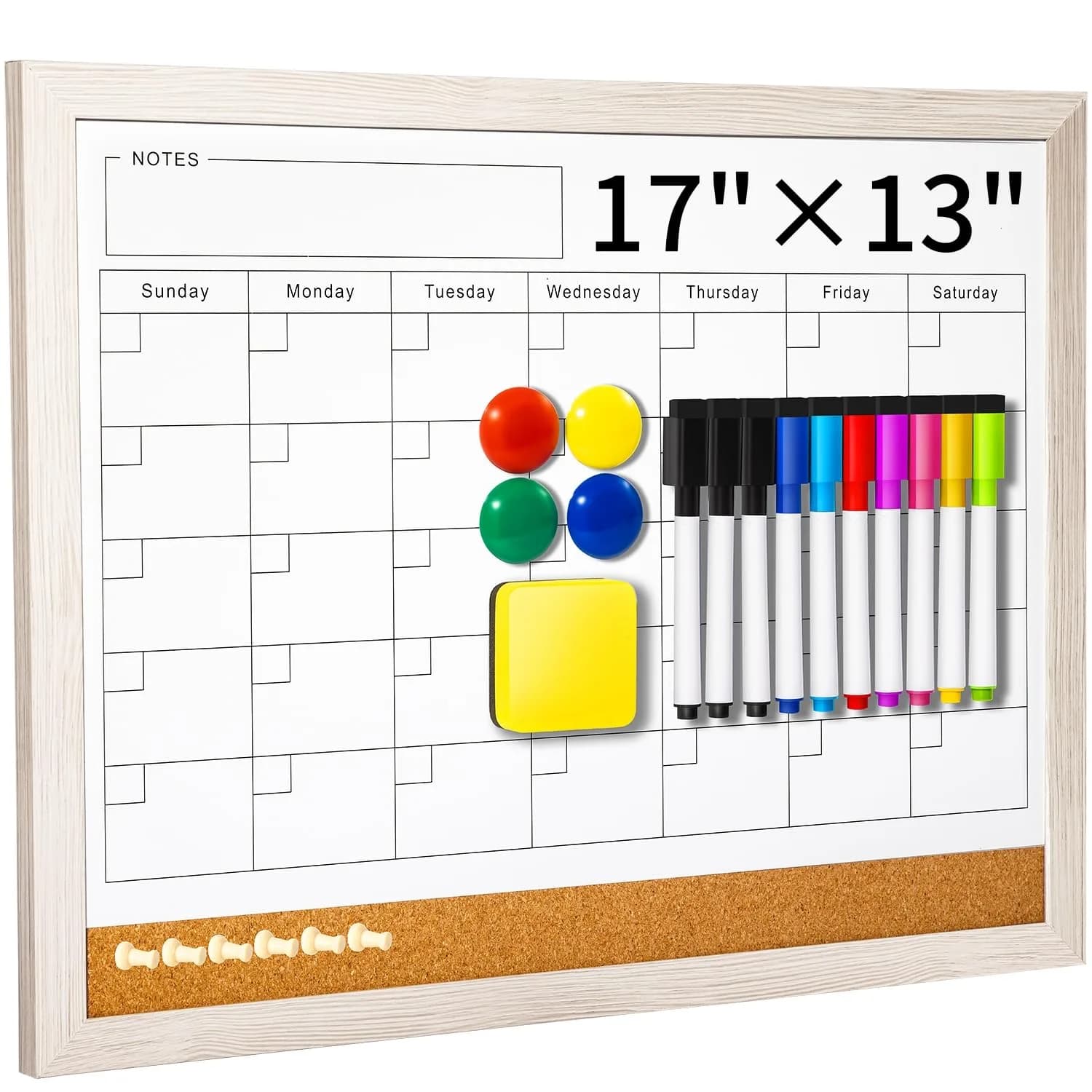 Lihengkong White Magnetic Dry Erase Calendar Whiteboard 43.2cm x 33cm (17" x 13") | Smooth Writing & Easy Cleaning - main product image