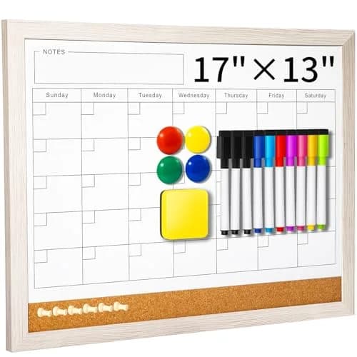 Lihengkong White Magnetic Dry Erase Calendar Whiteboard 43.2cm x 33cm (17" x 13") | Smooth Writing & Easy Cleaning thumbnail 1
