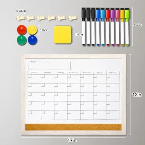 Lihengkong White Magnetic Dry Erase Calendar Whiteboard 43.2cm x 33cm (17" x 13") | Smooth Writing & Easy Cleaning thumbnail 2