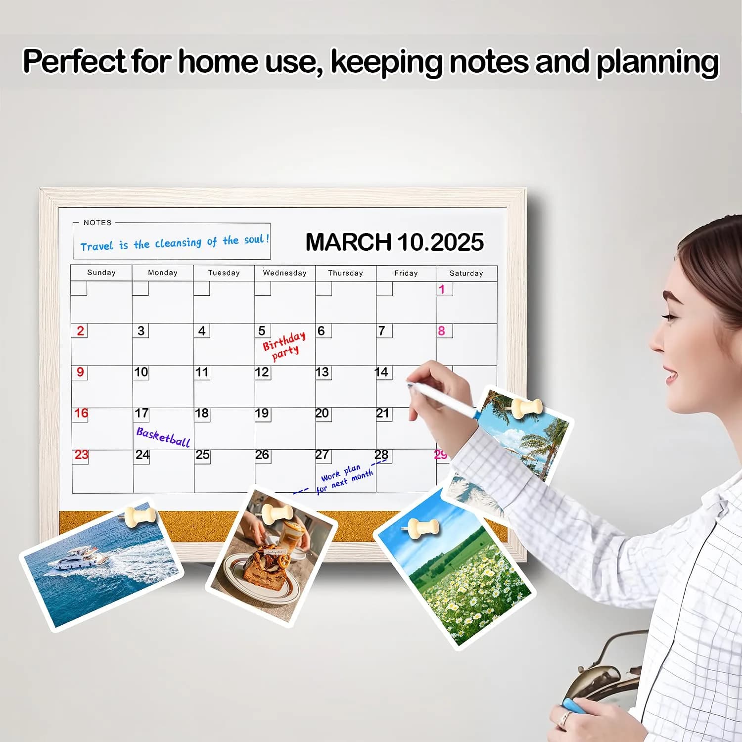Lihengkong White Magnetic Dry Erase Calendar Whiteboard 43.2cm x 33cm (17" x 13") | Smooth Writing & Easy Cleaning - view 4
