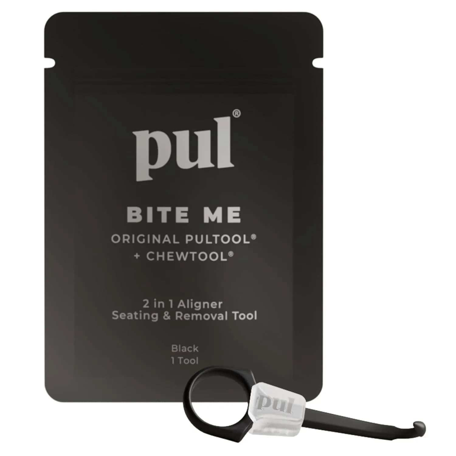 PUL 2-in-1 Aligner Removal Tool and Chewies Black | Patented Hygienic Orthodontic Accessory