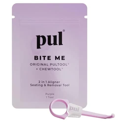 The Pultool 2-in-1 Aligner Removal Tool and Chewies with Invisalign Aligners, Retainers and Trays - Pack of 1, Purple thumbnail 1