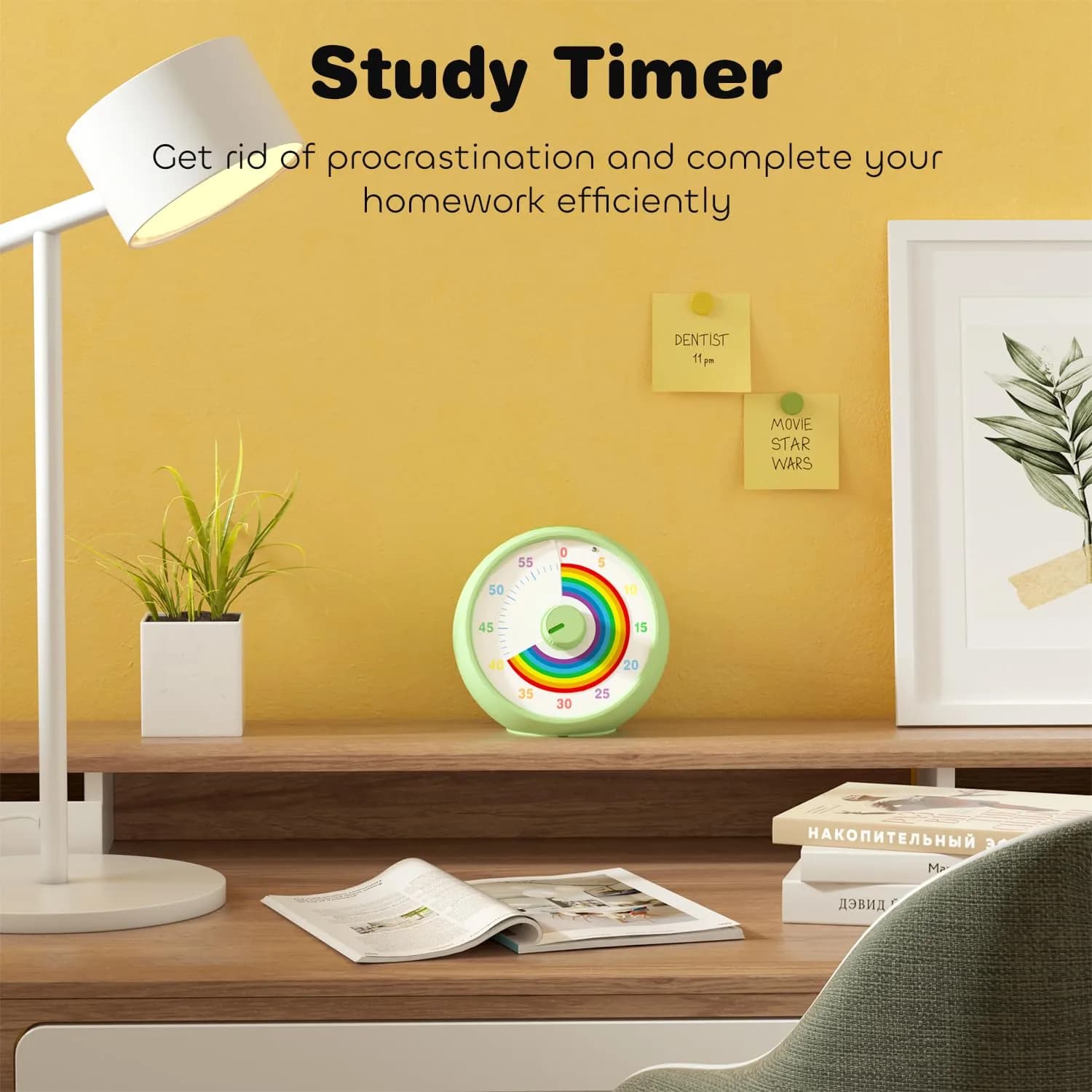 kiecky squirrel Visual Countdown Timer 60-Minute Green | Silent Operation Pomodoro Time Management - view 5
