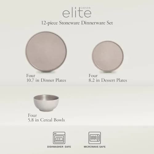 Gibson Elite Eden Rock 12 Piece Dinnerware Set | Service for 4, Stoneware, Microwave & Dishwasher Safe thumbnail 2