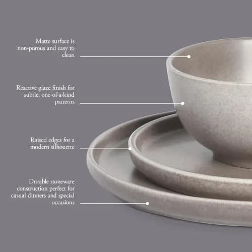 Gibson Elite Eden Rock 12 Piece Dinnerware Set | Service for 4, Stoneware, Microwave & Dishwasher Safe thumbnail 3