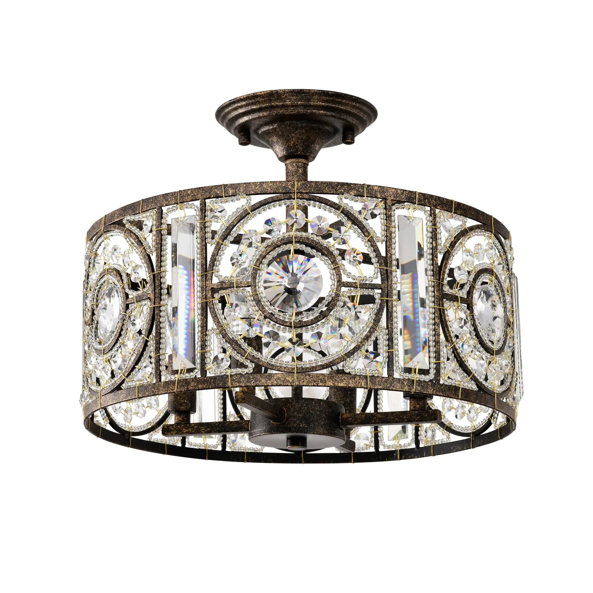 Home Accessories Sigyn 14.1 in. 4-Light Indoor Antique Bronze Finish Semi-Flush Mount Ceiling Light with Light Kit | Vintage Elegance