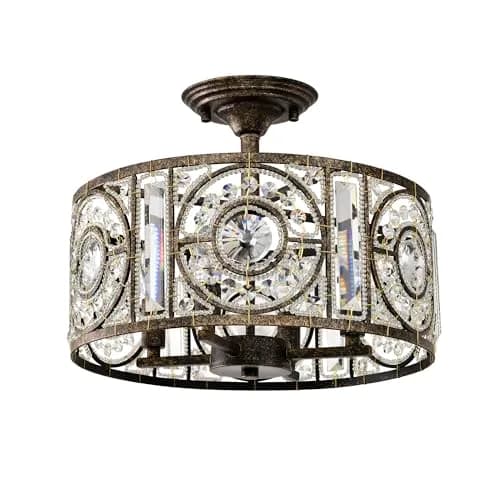 Home Accessories Sigyn 14.1 in. 4-Light Indoor Antique Bronze Finish Semi-Flush Mount Ceiling Light with Light Kit | Vintage Elegance thumbnail 1