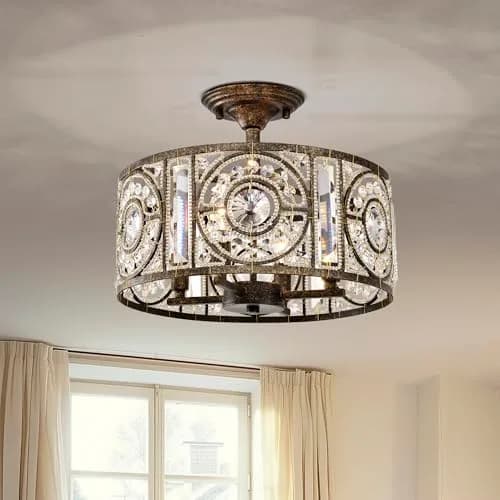 Home Accessories Sigyn 14.1 in. 4-Light Indoor Antique Bronze Finish Semi-Flush Mount Ceiling Light with Light Kit | Vintage Elegance thumbnail 2